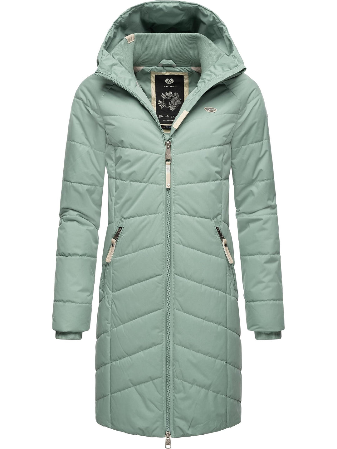 Ragwear Damen Wintermantel Warmer wasserdichter Steppmantel lang mit Kapuze Dizzie Coat XS-6XL M Dus