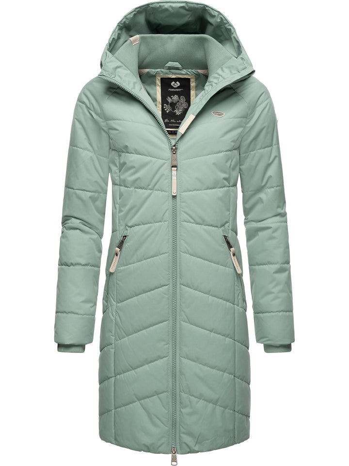 Ragwear Damen Wintermantel Warmer wasserdichter Steppmantel lang mit Kapuze Dizzie Coat XS-6XL M Dus