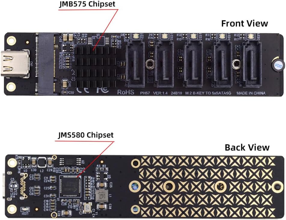 NFHK 10Gbps USB-C Typ-C zu NGFF Schlüssel B+M SATA 6Gbps 5 Ports Adapter Konverter PM Port Multiplie
