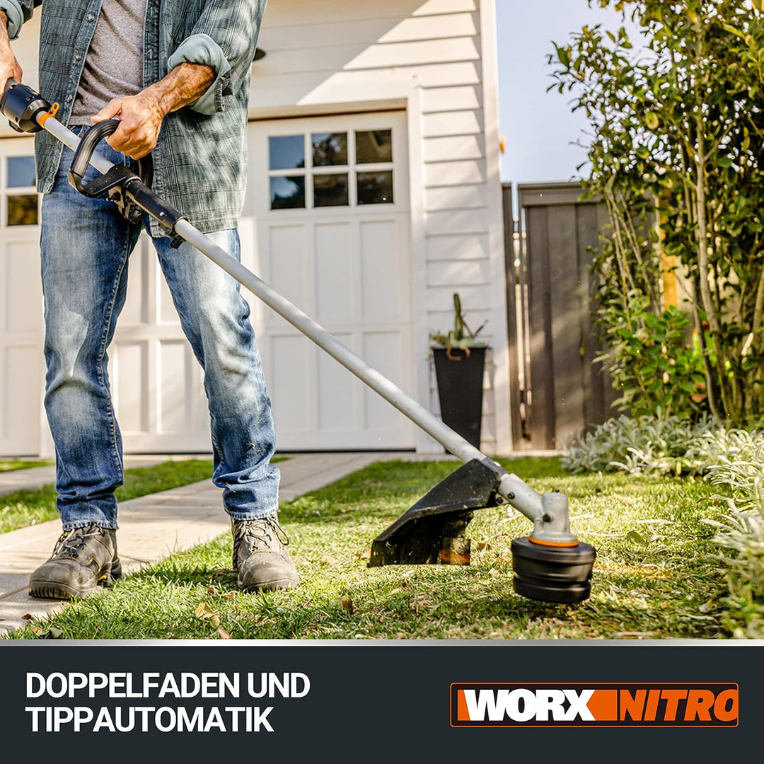 WORX Nitro WG186E.92 Akku Sense Rasentrimmer & Freischneider 40V (2x20V) - leistungsstarker bürstenl