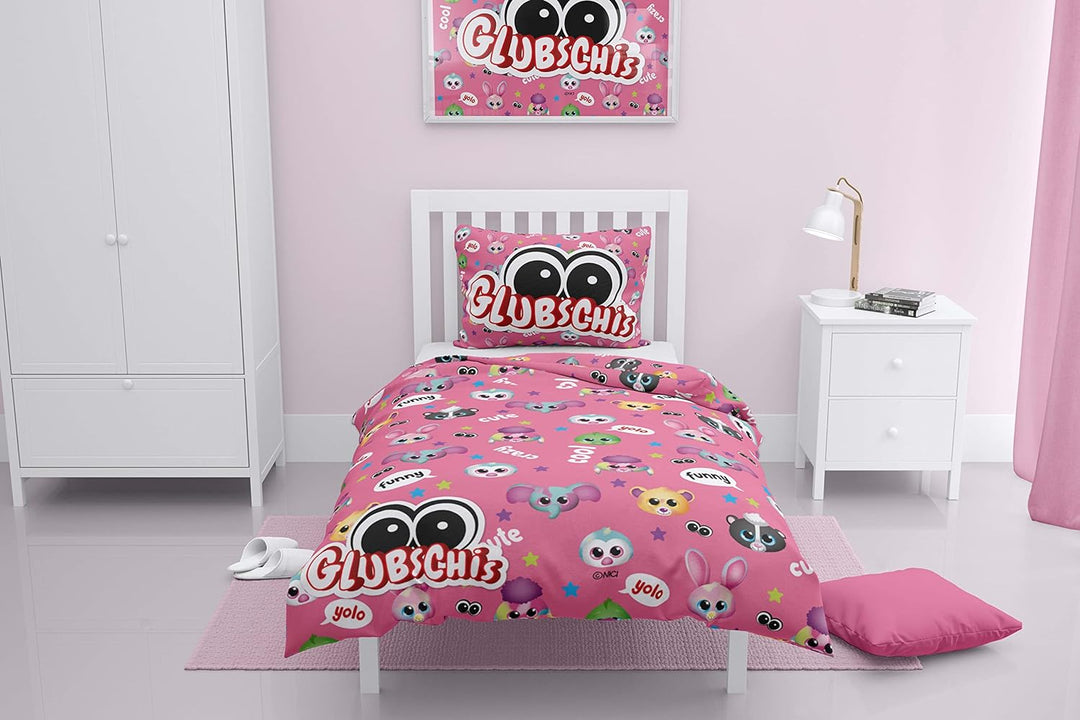 NICI Glubschis: Das Original – Bettwäsche Wendebettwäsche Set 2-teilig, 135x200 cm + 80x80 cm, All O