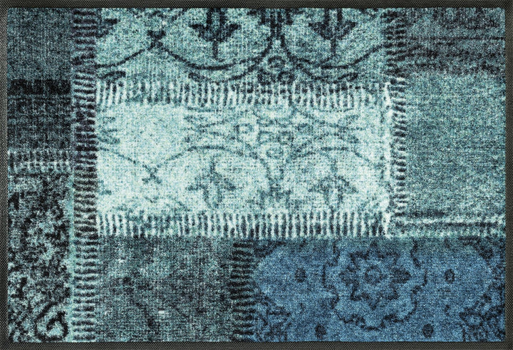 wash+dry Vintage Patches türkis Fussmatte, Polyamid, grün, 50x75cm, 50x75cm