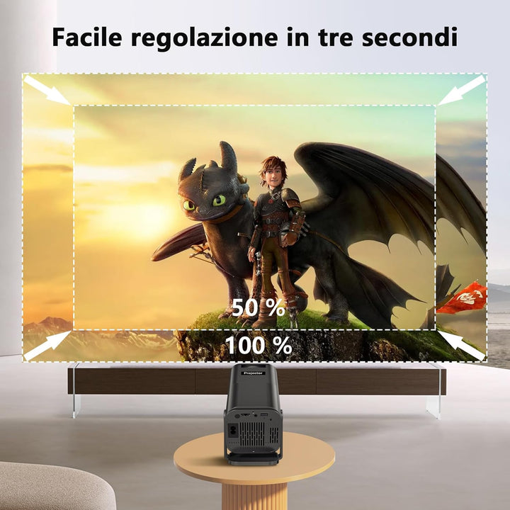 Beamer Mini Projektor mit Android 13 WiFi 6 Bluetooth 5.2 Mini Beamer 4K 1080P Unterstützung Automat