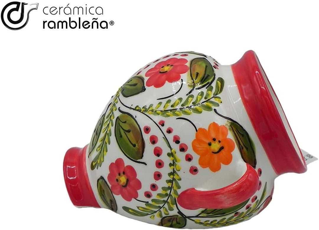 CERÁMICA RAMBLEÑA | Hängende Töpfe I Tontopf zum Aufhängen | Wandpflanzer | Rot und Weiss | 100% Han