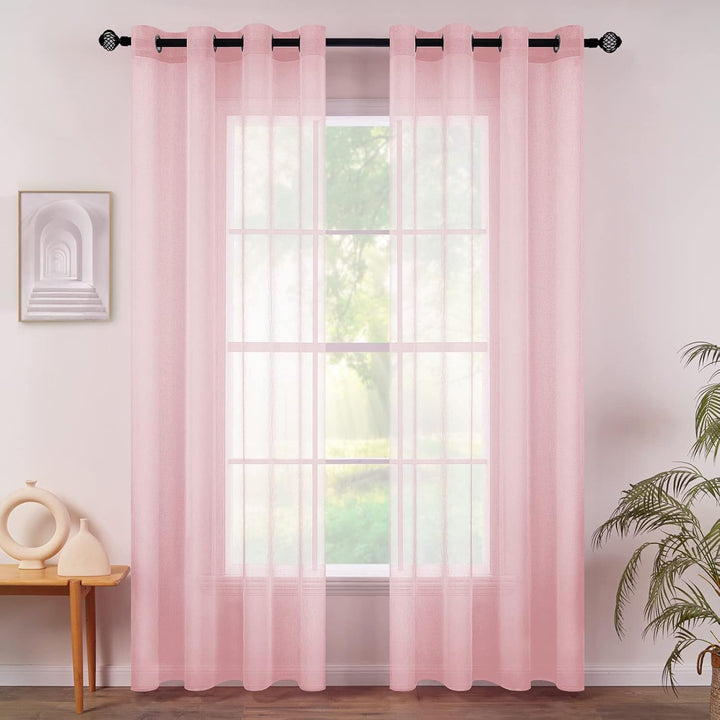 MIULEE Sheer Voile Vorhang Weihnachtsdeko mit Ösen Transparente Optik Gardine Ösenvorhang Ösenschal