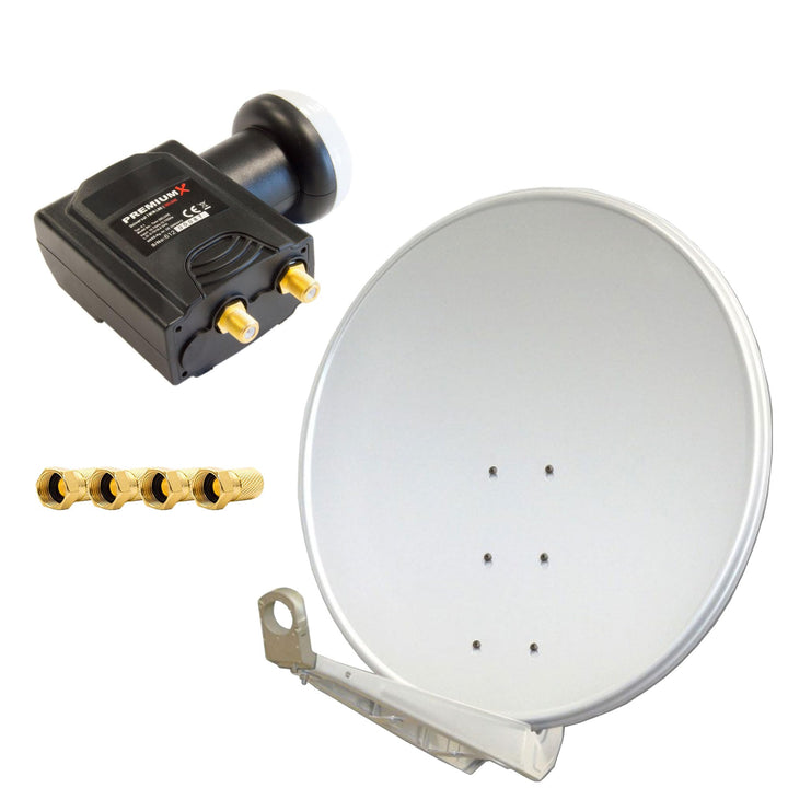 Premium X DELUXE100 Satellitenantenne 100 cm Aluminium in Hellgrau Offset Antenne HDTV 3D 4K Deluxe