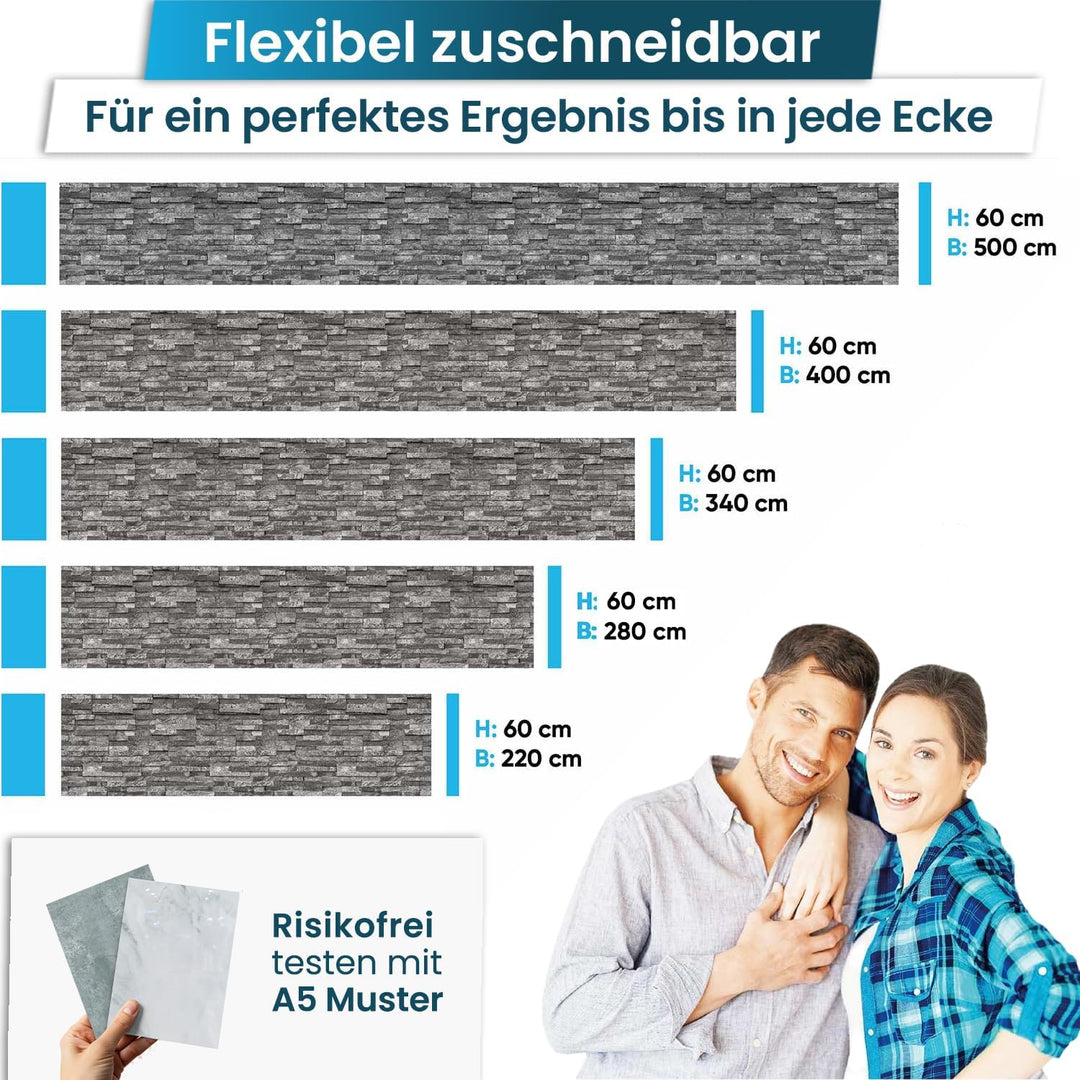 danario Küchenrückwand selbstklebend - Matt - Spritzschutz Küche - versteifte PET Folie - 0,4 mm - S