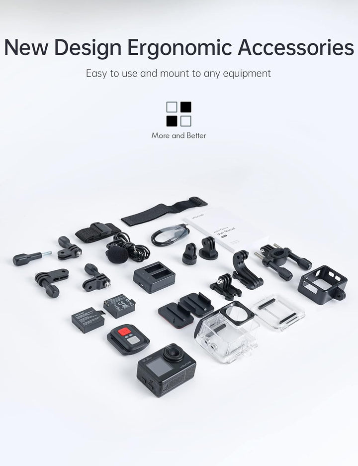 WOLFANG GA200 Action Cam 4K 24MP Unterwasserkamera WiFi 40M wasserdichte EIS Bildstabilisator Touchs