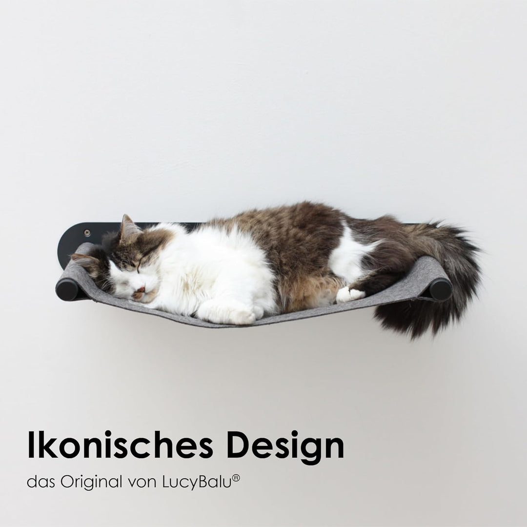 LucyBalu® Katzenhängematte mit natürlichem Filz | Hängematte für Katzen als Katzenbett an der Wand I