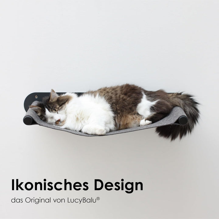 LucyBalu® Katzenhängematte mit natürlichem Filz | Hängematte für Katzen als Katzenbett an der Wand I
