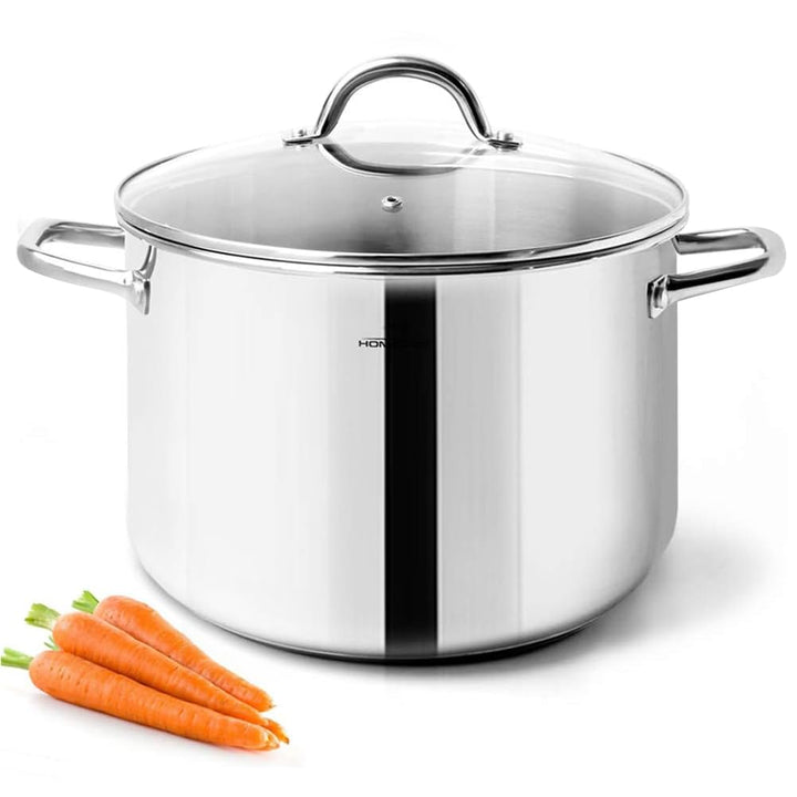 HOMICHEF Suppentopf 24,5 cm 5,7 Liter Nickelfreier Edelstahl - 5,7-Liter-Topf mit Deckel und Griff -