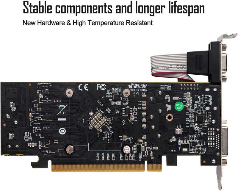 SAPLOS Radeon RX 550 Low Profile Grafikkarte, 4GB GDDR5 128-bit, VGA DVI-D HDMI, 4K Anzeige, PC Vide