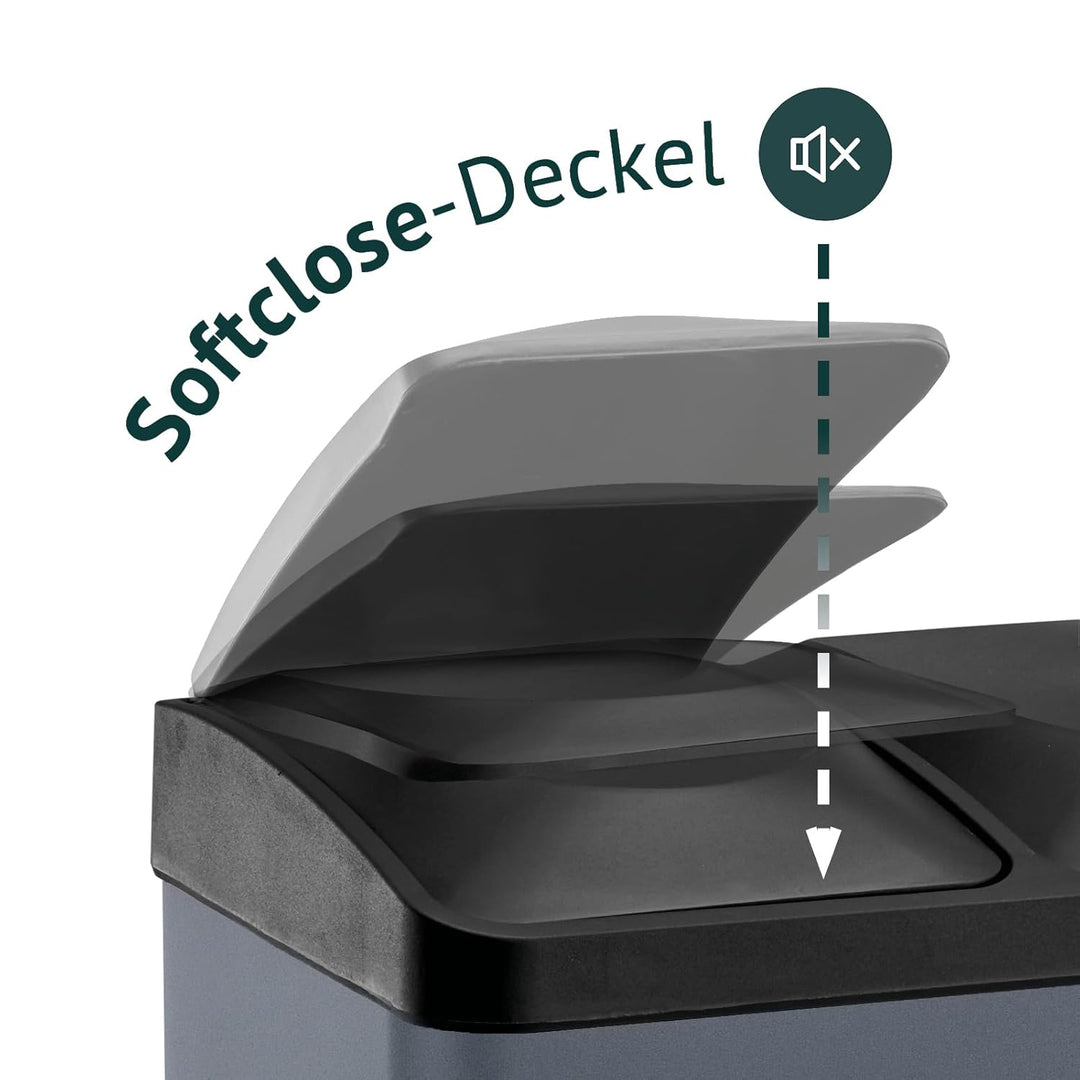 SVITA TC2X20 Küchen-Eimer 40Liter Fassungsvermögen 2x20L Abfalleimer 2er-Mülleimer Mülltrennung Tret