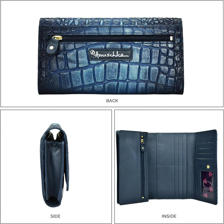 Anuschka Einheitsgrösse Croc Embossed Sapphire, Einheitsgrösse Croc Embossed Sapphire