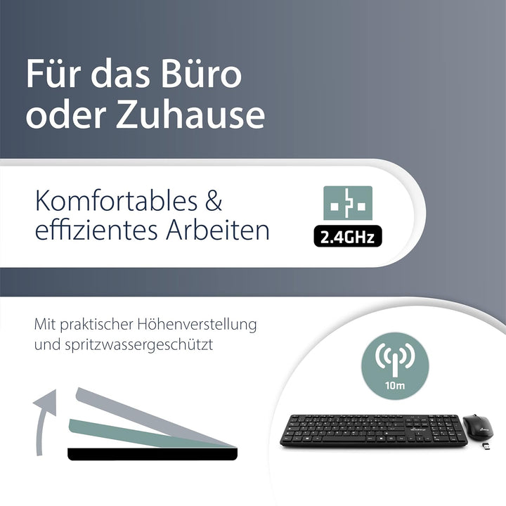 MediaRange kabelloses Funk-Tastatur und 3 Tasten Funk-Maus Set, deutsches QWERTZ Layout, PC Tastatur