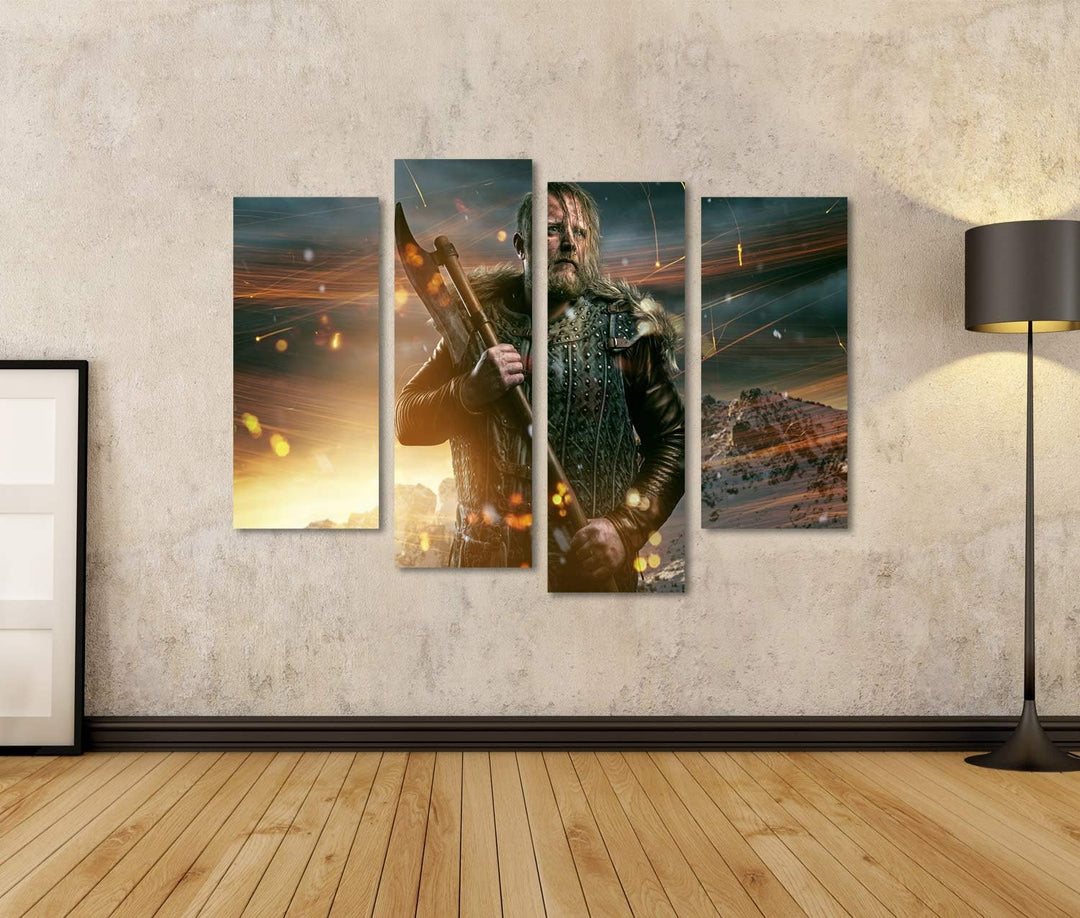 islandburner Bild auf Leinwand Wikinger Während Eines Kampfes Bilder Wandbilder Poster Leinwand 130x