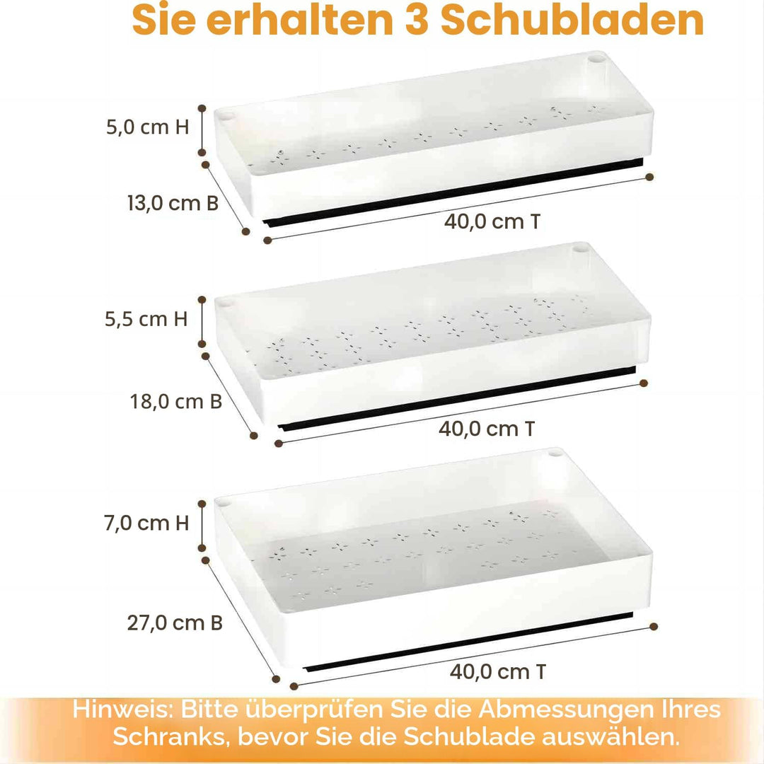 3 Grössen Ausziehbare Schublade Küche Teleskopschublade, Schubladen Organizer Küche Schrank Organize