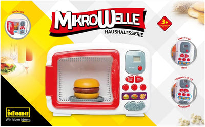 Idena 40470 - Mikrowelle für Kinder mit Licht- und Toneffekten, Küchengerät mit 7 Grundfunktionen un