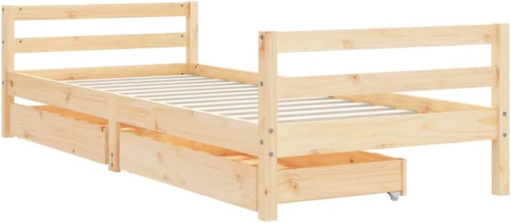 Gecheer Kinderbett mit Schubladen Hausbett Bett Holzbett Bettgestell 80x200 cm Massivholz Kiefer 80