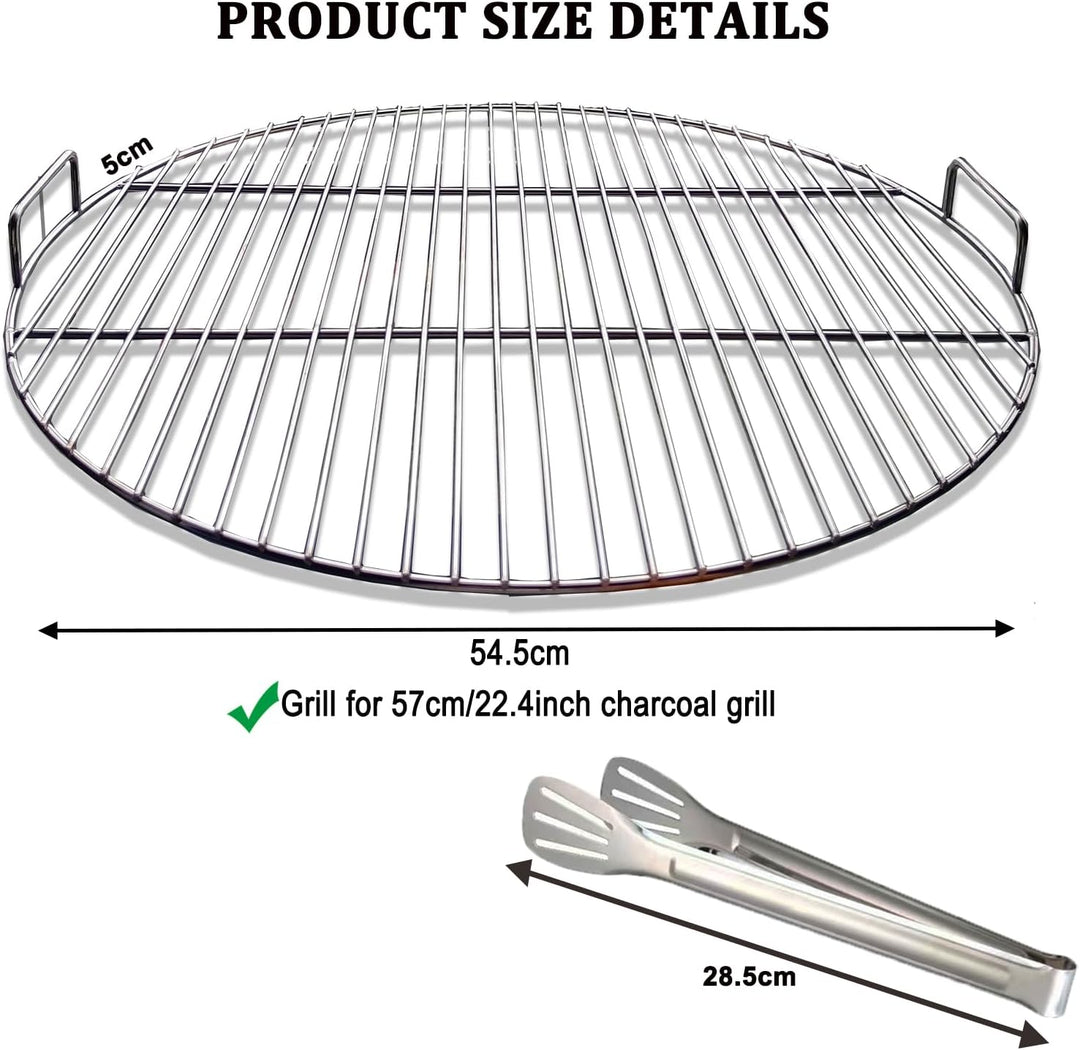 304 grillrost Edelstahl rund mit Griff, 54.5 cm Durchmesser für 57 cm Holzkohlegrills z.B Weber,Gril