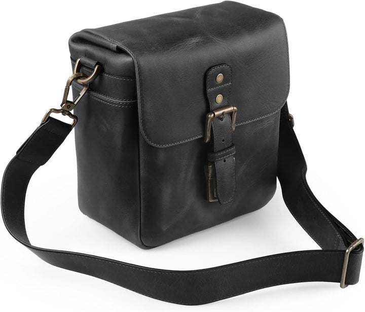 MegaGear MG1328 Torres Mini Kameratasche - Kuriertasche aus echtem Leder für Spiegellose, Sofortbild