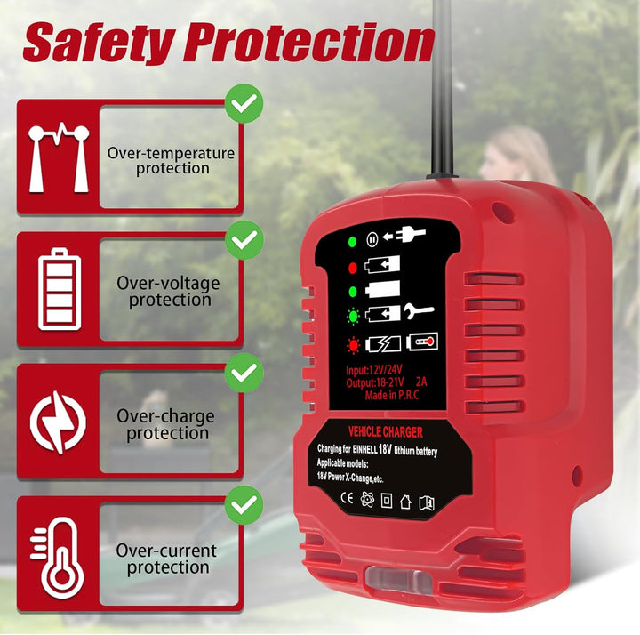 Auto Mini-Ladegerät Passt für Einhell 18V Power X-Change Li-ion Akku, 2A Bequemes Ladegerät für PXC
