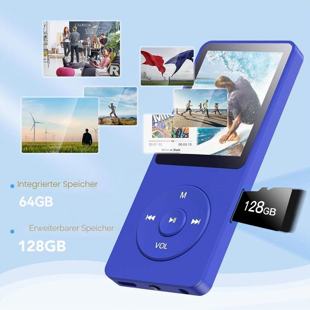 AGPTEK 64GB Klassischer MP3 Player, Laufzeit bis zu 70 Stunden, HiFi, Kleiner MP3-Player für Kinder/