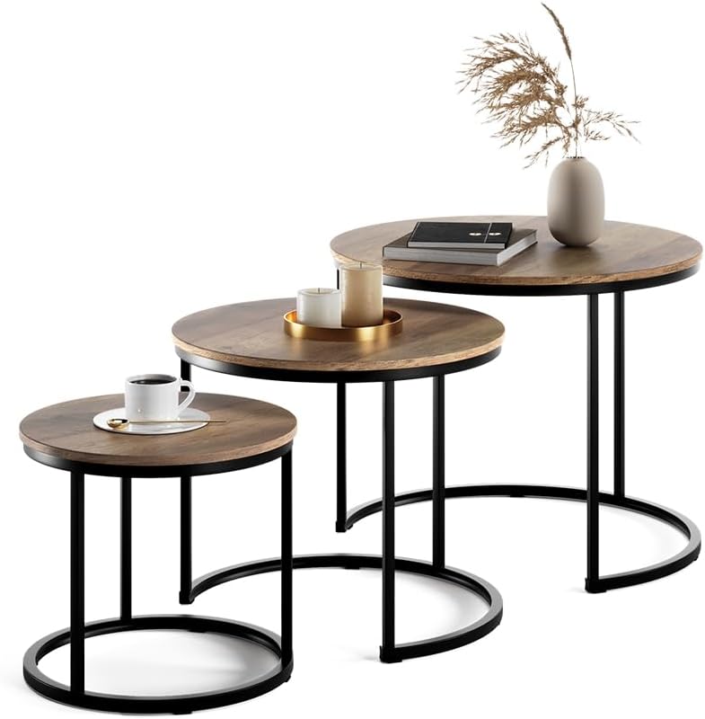 Vicco Couchtisch-Set Montreal, Holz, 55 x 55 cm 3 Teile Holz 3er Set, Holz 3er Set