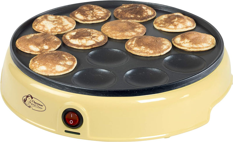 Bestron Poffertjes Maker im Retro Design, Mini Pfannkuchen Automat, mit Antihaftbeschichtung, Sweet