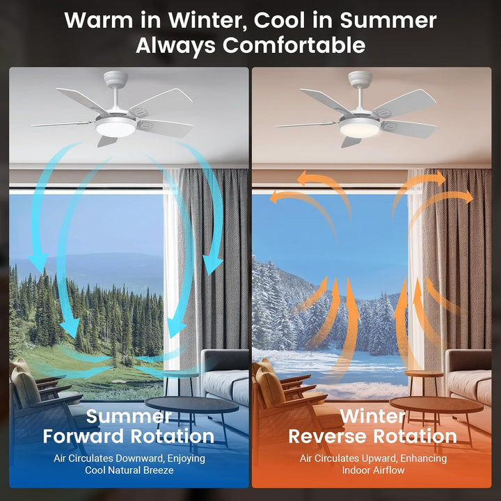 Deckenventilator mit Beleuchtung, Ø106cm App Steuerung & Fernbedienung Deckenventilatoren mit Licht