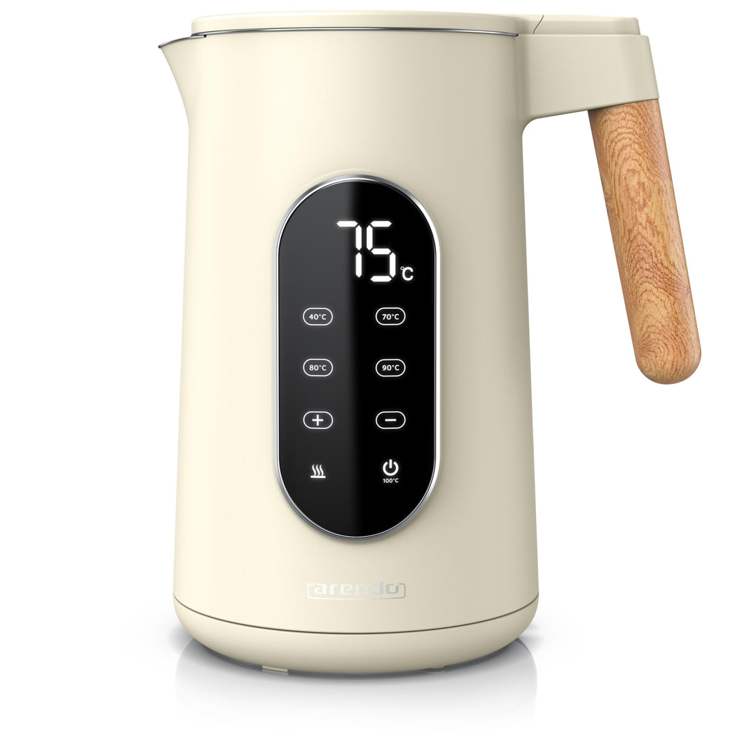 Arendo - Edelstahl Wasserkocher mit Temperatureinstellung 40-100°C - Doppelwand Design Cool Touch -