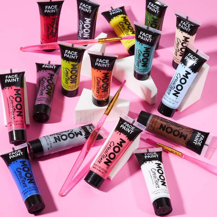 Moon Creations Gesichts- und Körperfarbentuben, gebrauchsfertige Gesichtsfarbe, ohne Flocken, tierve