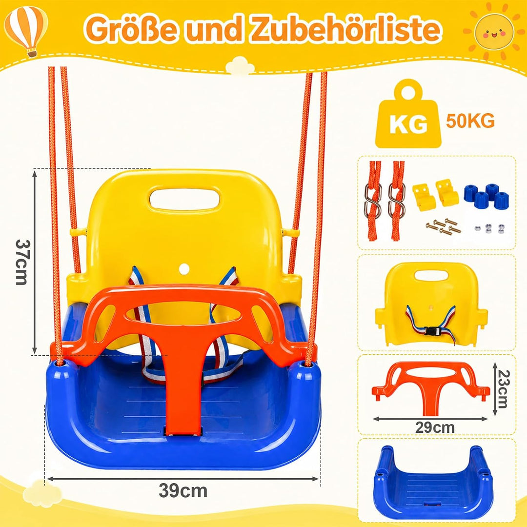 Trintion 3-in-1-Babyschaukel mit hoher Rückenlehne – für Garten und Spielplatz, inklusive Verstellba