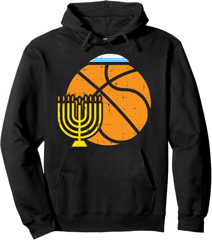 Jewish Basketball Menorah Hanukkah Chanukah Sport Lover Gift Pullover Hoodie