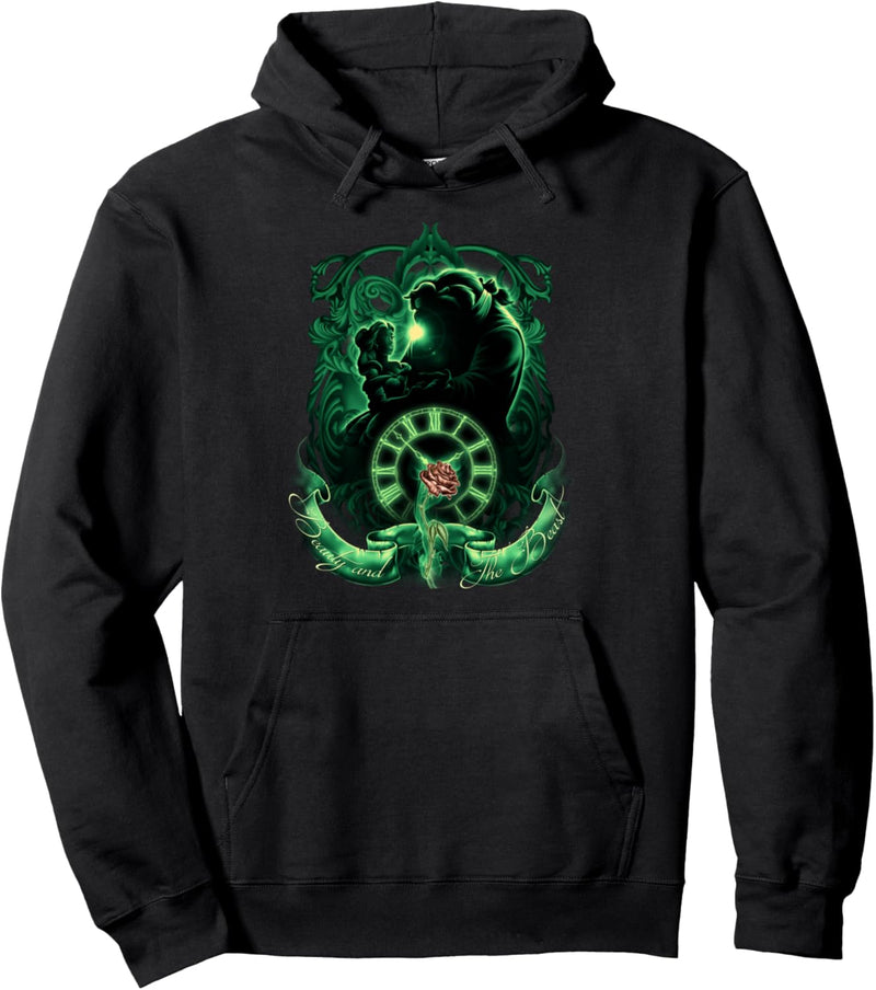 Disney Beauty And The Beast Belle And Beast Green Silhouette Pullover Hoodie