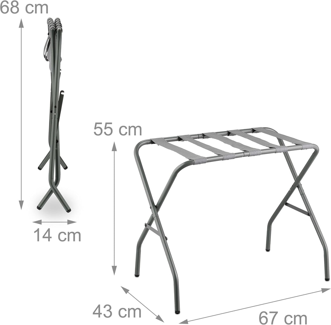 Relaxdays Kofferständer, klappbar, Gepäckständer aus Metall, HxBxT: 55 x 67 x 43 cm, Kofferablage, H