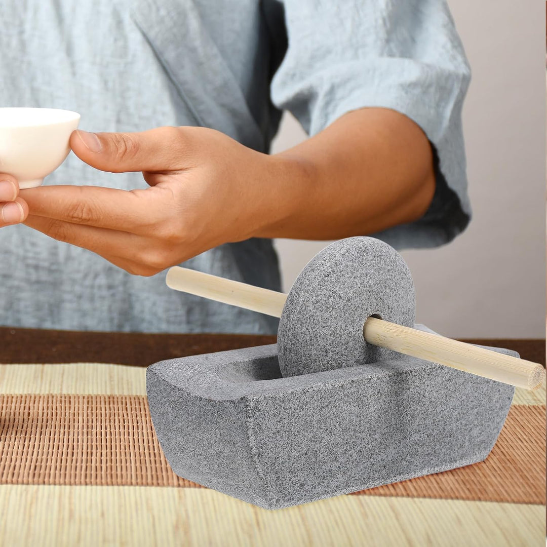 Supvox Traditionelle Handkurbel Steinmühle 12cm Manuelle Kaffeemühle und Gewürzmühle aus Stein mit W