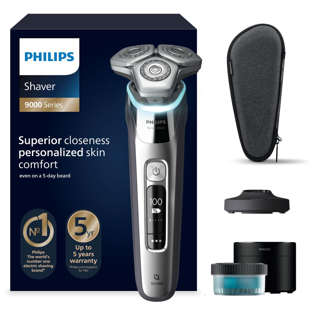 Philips Shaver S9000, elektrischer Nass- und Trockenrasierer, Lift & Cut-Rasiersystem und SkinIQ Tec