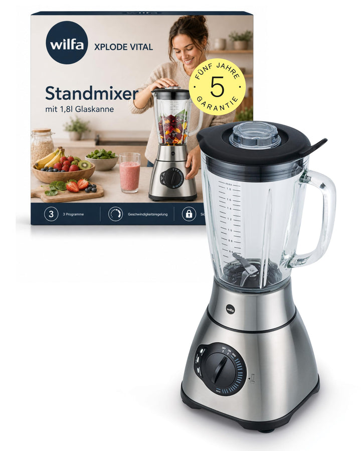 Wilfa XPLODE VITAL Standmixer - leistungsstarker 1800 Watt Motor, mit einem Fassungsvermögen von 1,8