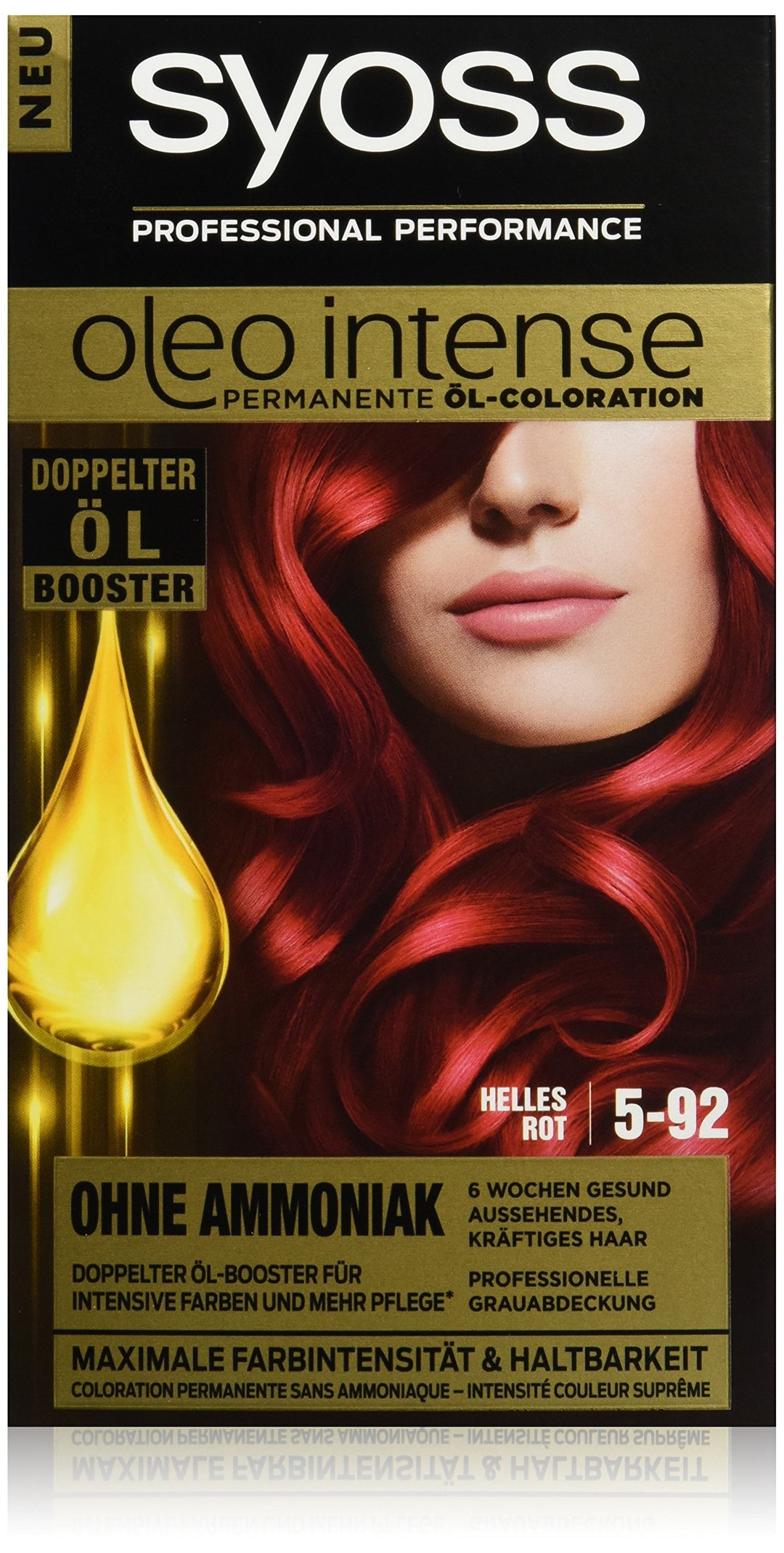 Syoss Oleo Intense Haarfarbe, 5-92 Helles Rot, 3er Pack (3 x 115 ml) Rot 1 stück (3er Pack), Rot 1 s