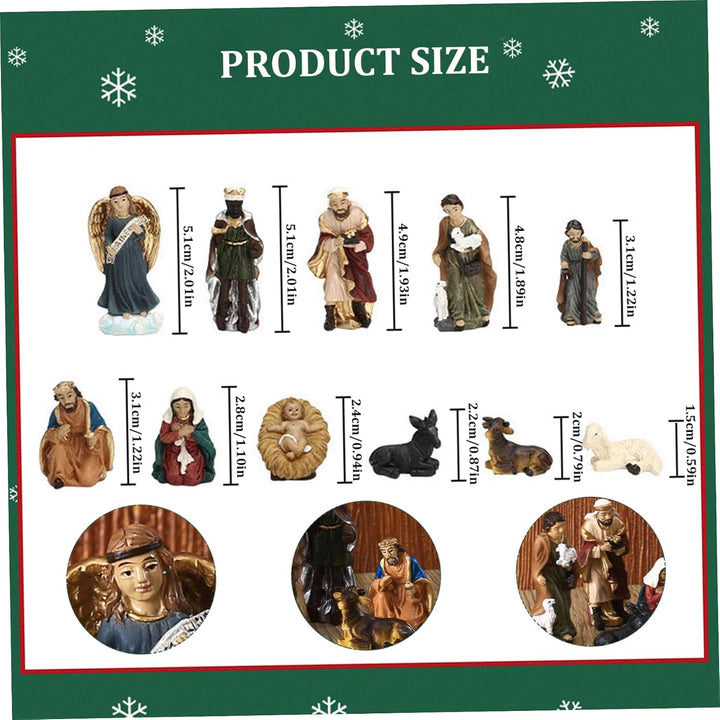 Gcroet Weihnachtsgeburt setzt mit Figuren Harz Krippe Szene Weihnachtsverzierung Lebendige realistis