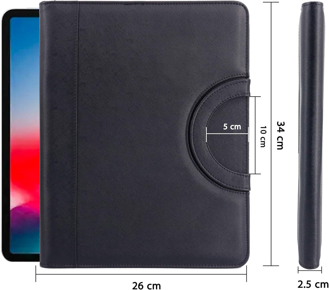 GraduatePro Schreibmappe A4 Leder Dokumentenmappe Business Tablet Mappe Ordner Klemmbrettmappe mit D