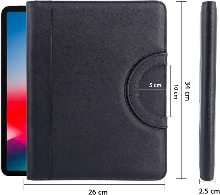 GraduatePro Schreibmappe A4 Leder Dokumentenmappe Business Tablet Mappe Ordner Klemmbrettmappe mit D