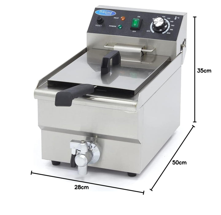 Fritteuse 10 L – 1 Korb – mit Wasserhahn. Fritteuse – 900 Gramm Pommes frites – Profi – Edelstahl –