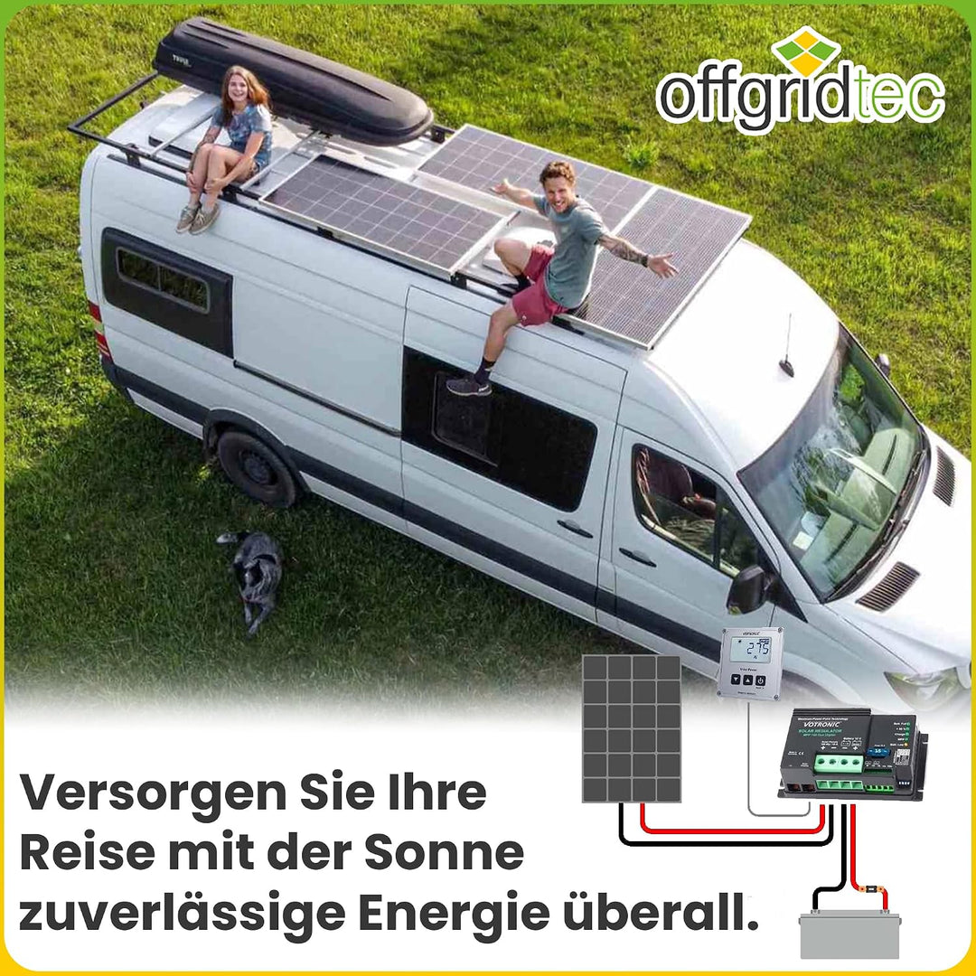12V Solaranlage für Wohnwagen SM120/12V MPPT - Komplett-Set 120 Watt für Wohnmobil mit MPPT Laderegl