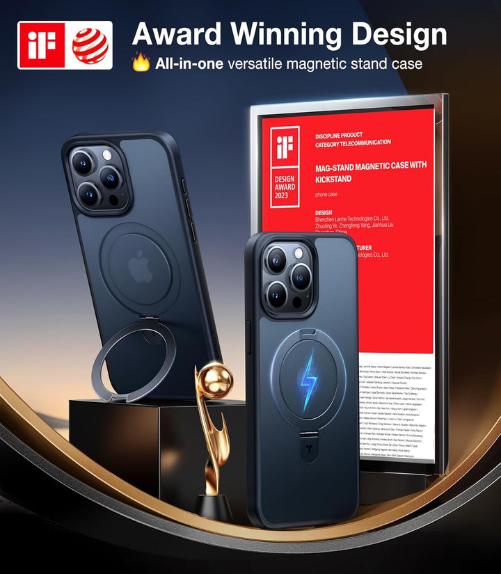 TORRAS Ostand All-in-One für iPhone 15 Pro Hülle für MagSafe (Nr.1 Magnetkraft, Unsichtbarer Ständer