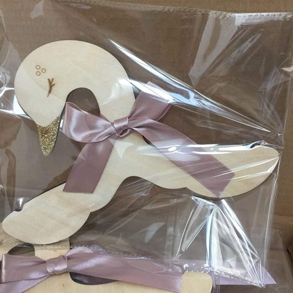 5 Stück Kinder Kleiderbügel - Holz Schwan Form Holz Haken Kleiderbügel mit Bowknot für Baby Kinder E