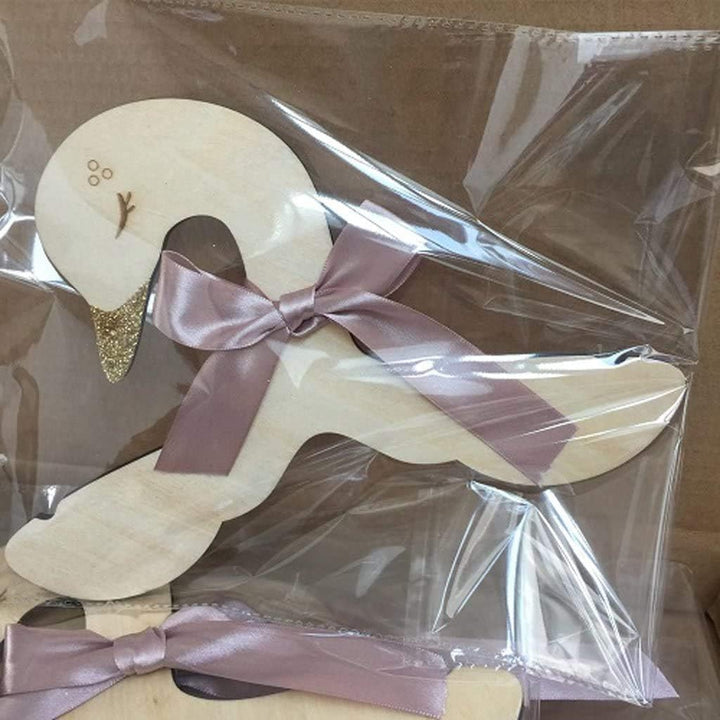 5 Stück Kinder Kleiderbügel - Holz Schwan Form Holz Haken Kleiderbügel mit Bowknot für Baby Kinder E