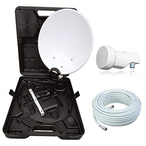 netshop 25 Camping SAT Koffer 40cm Spiegel + Single LNB + 10m Kabel mit LNB + Kabel, mit LNB + Kabel