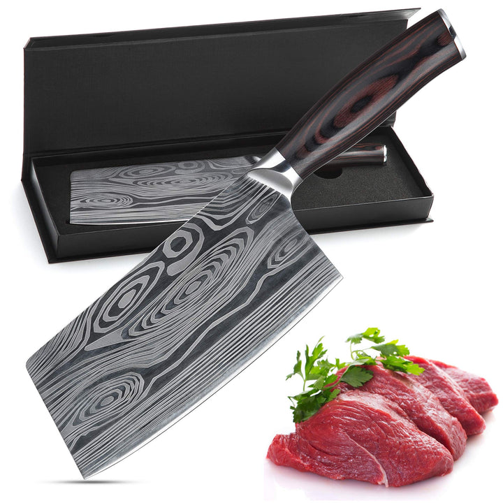 Theexecva Hackmesser Fleischerbeil 7 Zoll Deutsch Hochgekohlter Edelstahl Hackbeil Messer, professio